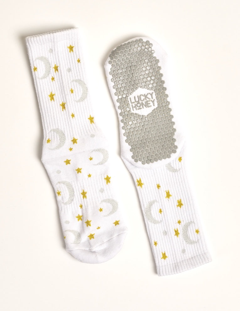 Sky Tall Tube Grip Sock White