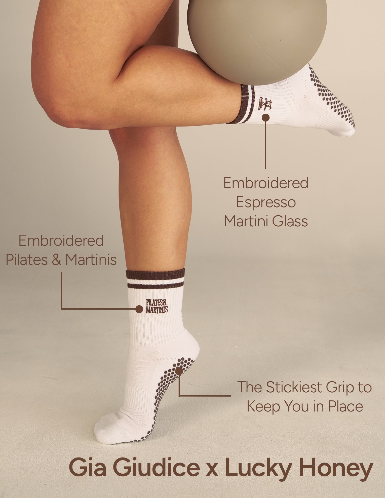 The Pilates & Martinis Crew Grip Sock
