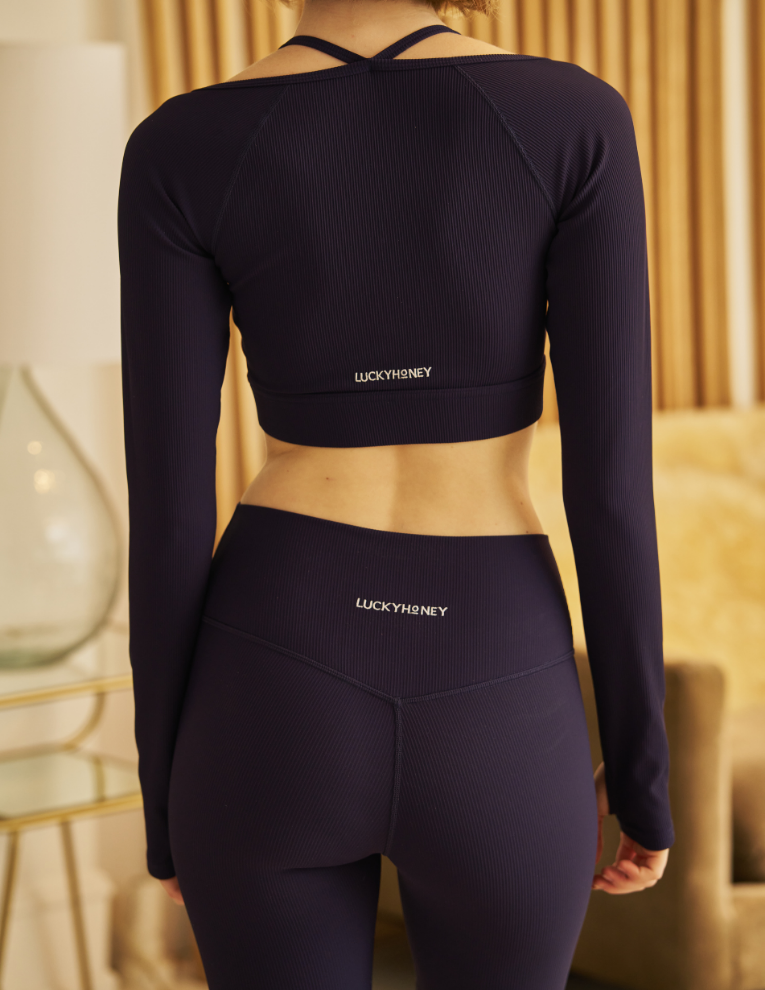 Ribbed Sculpt Ballet Crop - Navy