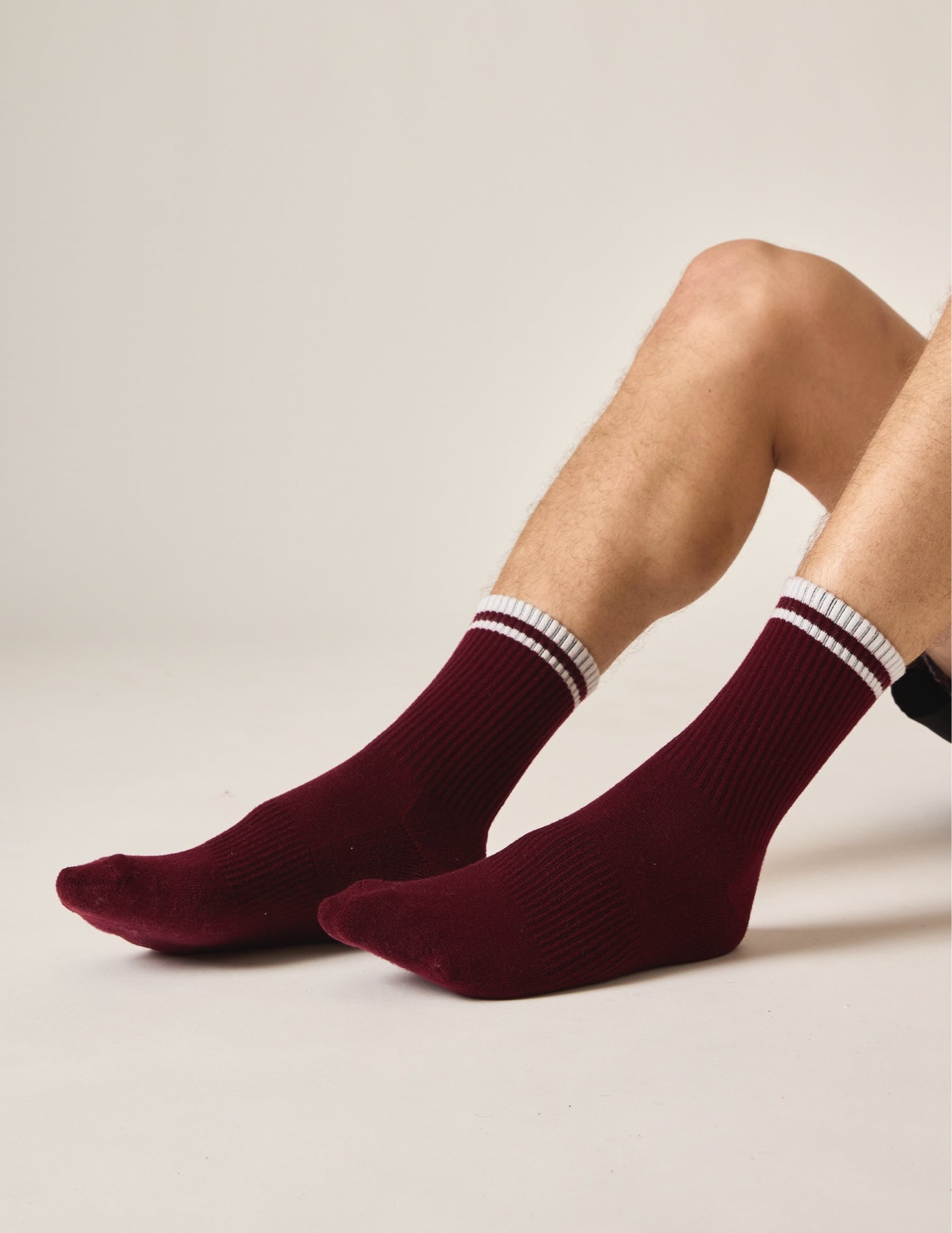 The Tall Tube Washable Cashmere Sock Maroon/ Winter White