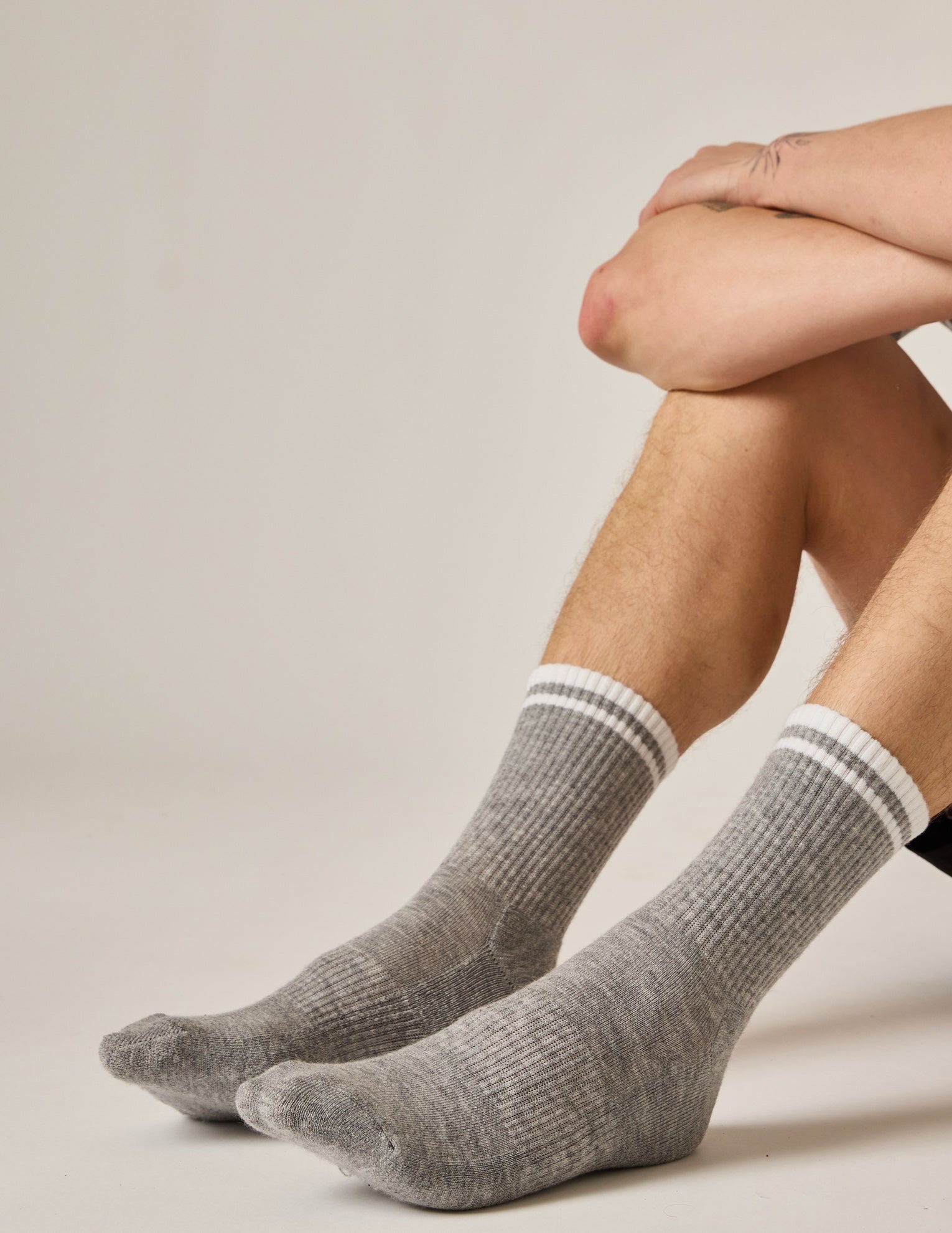 The Tall Tube Washable Cashmere Sock Heather Grey/Winter White