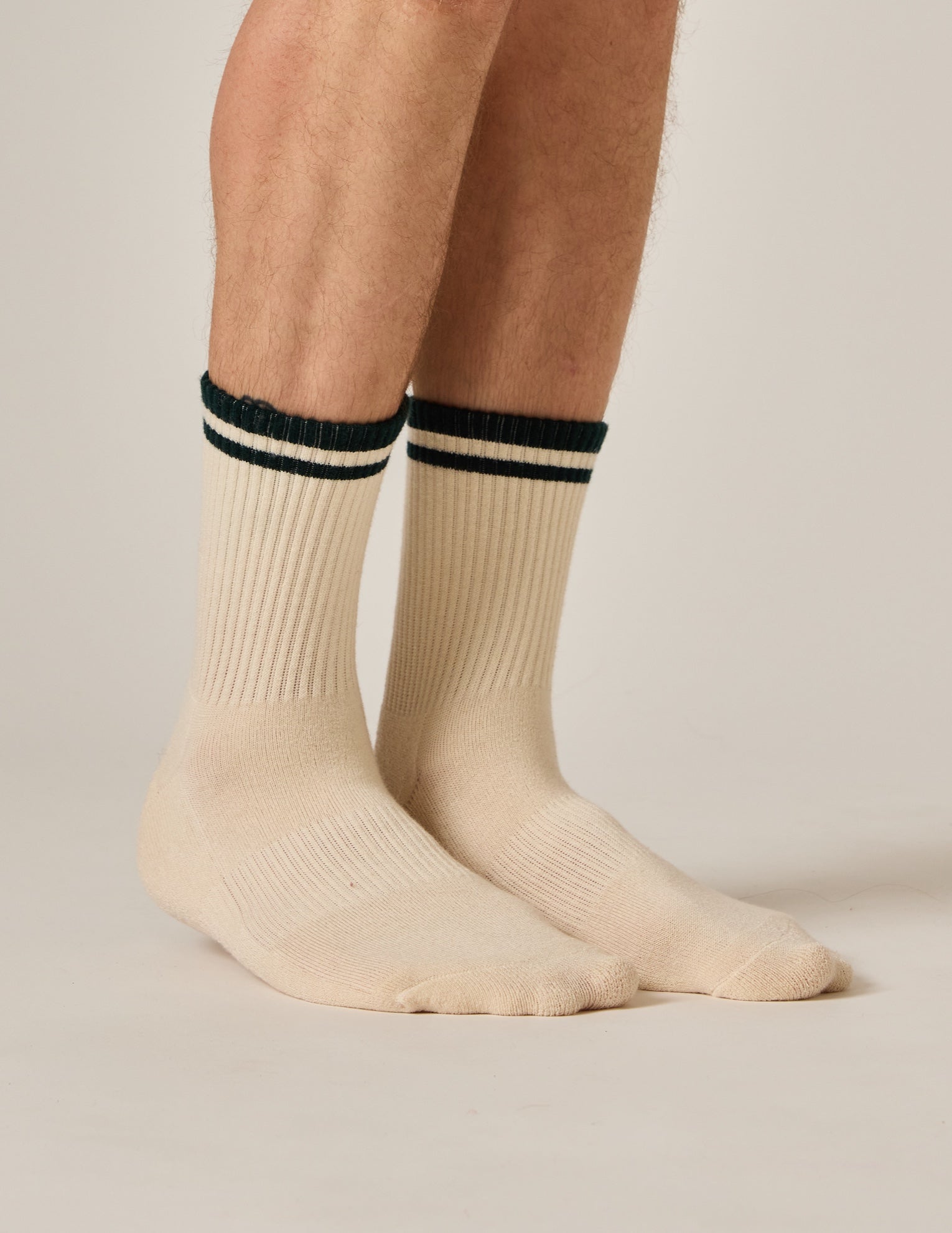 The Tall Tube Washable Cashmere Sock OffWhite/Hunter Green