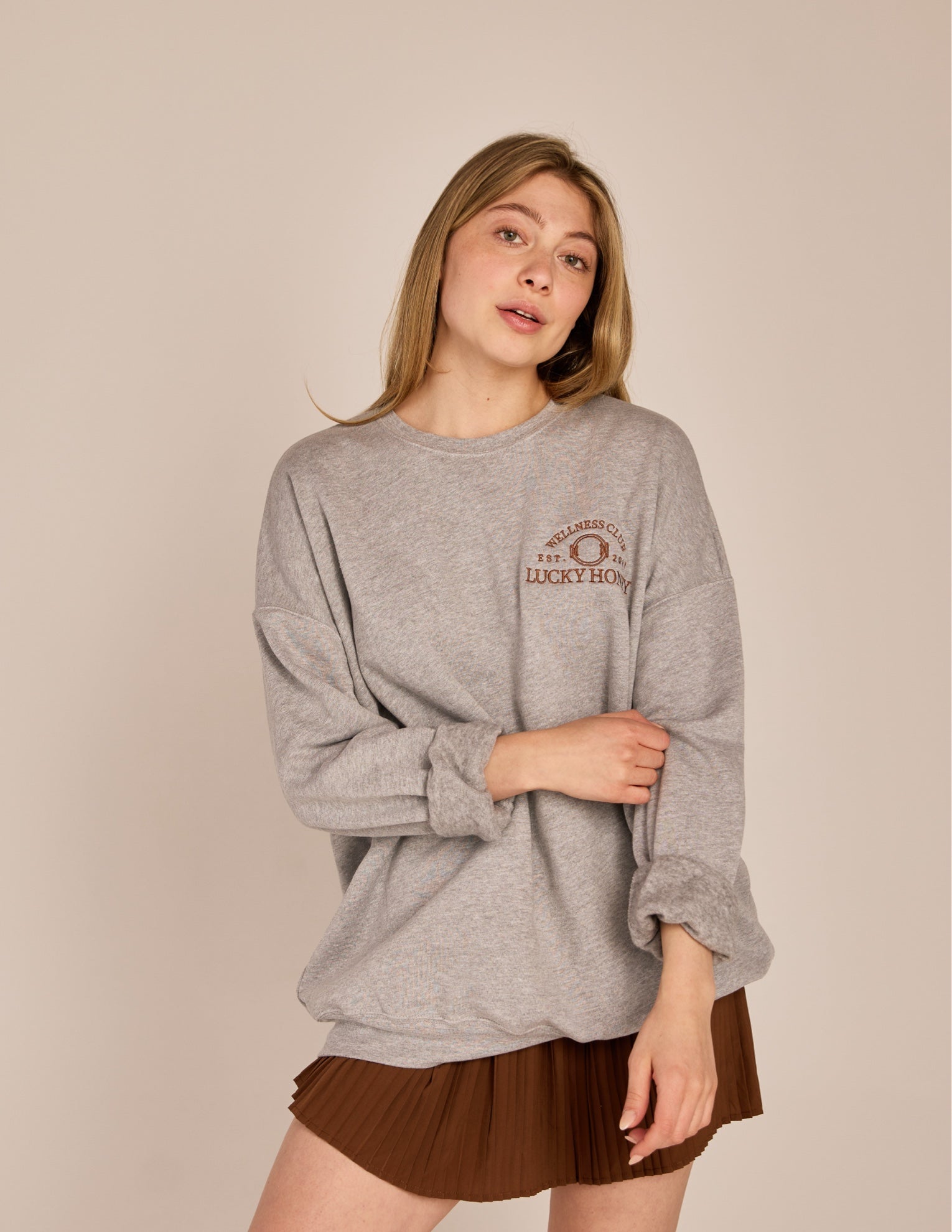 The Lucky Honey Wellness Club Sweatshirt Athletic Heather and Toffee