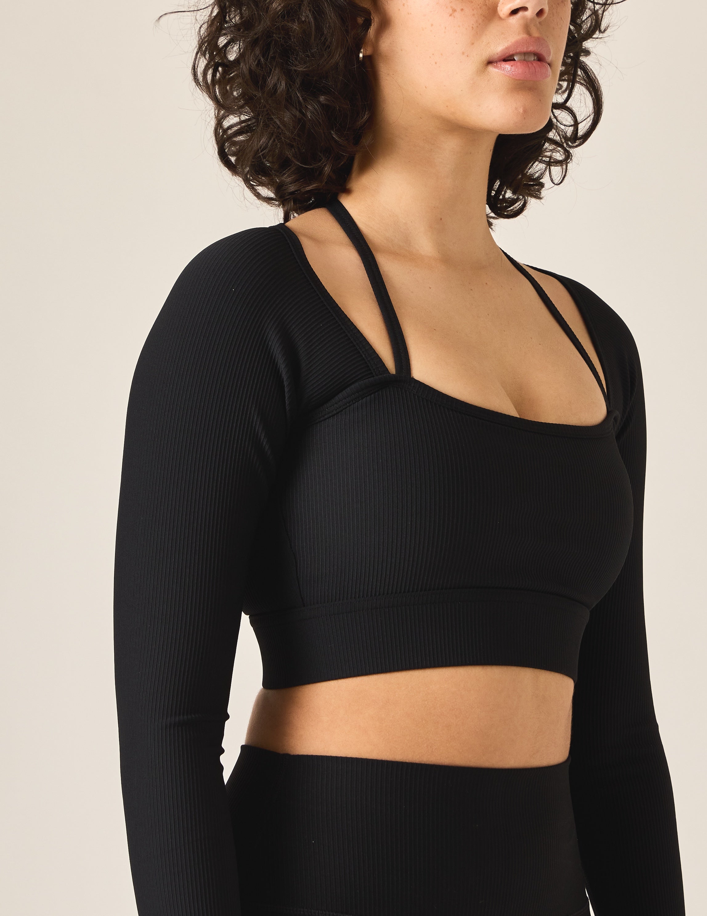 Ribbed Halter Longsleeve Crop